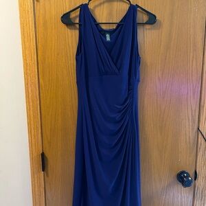 Lauren Ralph Lauren Deep Blue Draped Midi Dress